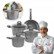 Zestawy garnków i patelni - Zestaw garnków i patelni trwała powłoka Valdinox Rock 7 el. na indukcję gaz - miniaturka - grafika 1