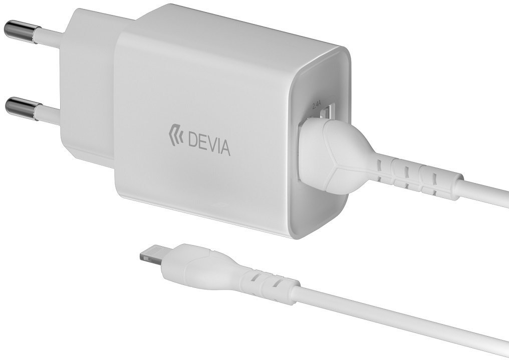 Aligator Devia ładowarka sieciowa Smart 2x USB 2,4A biała + kabel Lightning