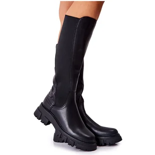 Sergio Leone Skórzane Kozaki Na Suwak Czarne Ampine - Kozaki damskie - miniaturka - grafika 1