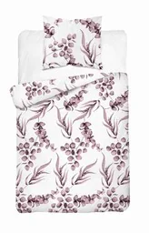 Detexpol Pościel bawełniana 140x200 biała pudrowa liście 5107 B z jedną poszewką Bawełna 32 - Pościel - miniaturka - grafika 1