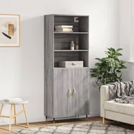 Witryny - vidaXL Witrynka szary dąb sonoma 69,5x34x180cm materiał drewnopochodny - miniaturka - grafika 1