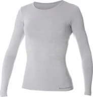 Koszulki i topy damskie - Brubeck LS11610 Koszulka damska z długim rękawem COMFORT WOOL popielaty XL - miniaturka - grafika 1