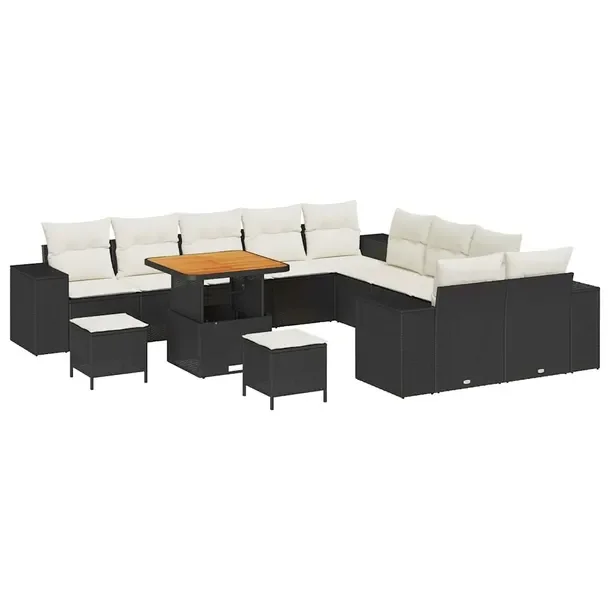 Zestaw Sof Ogrodowych 4-osobowych, Rattan UV, Czarno-Kremowy