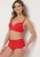 Stroje kąpielowe - Czerwone Bikini Biustonosz z Metaliczną Aplikacją i Majtki Figi Iffonavia - miniaturka - grafika 1