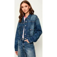 Kurtki damskie - Tommy Jeans Jeansowa kurtka TRUCKER CI2037 | Loose fit - miniaturka - grafika 1