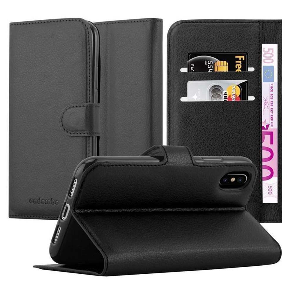 Etui Cadorabo do Apple iPhone XS MAX w kolorze PHANTOM BLACK Etui na telefon komórkowy z magnetycznym zamknięciem, funkcją podstawki i miejscem na kartę Etui Etui ochronne Etui z klapką w stylu książki