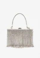 Torebki damskie - Srebrna Torebka Kopertówka Vices z Cyrkoniami Rączką i Łańcuszkiem Affia - miniaturka - grafika 1