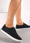 Trampki damskie - Czarne Sznurowane Tenisówki Przed Kostkę Jennessa - Renee - miniaturka - grafika 1
