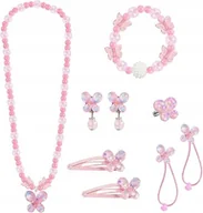 Biżuteria dla dzieci - KOMPLETNY ZESTAW BIŻUTERII DLA DZIEWCZYNKI KOLCZYKI BRANSOLETKA 6 SZT - miniaturka - grafika 1