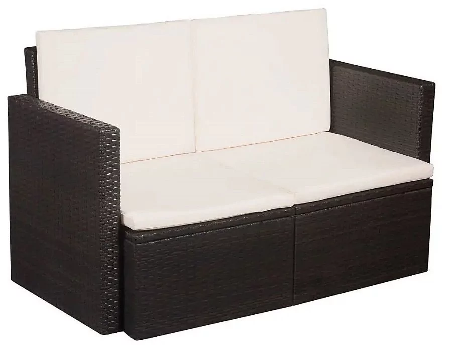 Sofa ogrodowa ELIOR Jules, ciemnobrązowo-kremowa, 74x118x65 cm