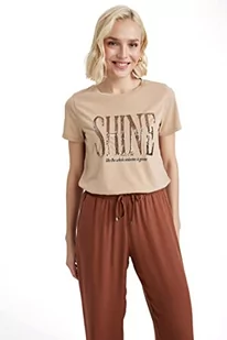 DeFacto T-shirt damski, beżowy, L - Koszulki i topy damskie - miniaturka - grafika 1