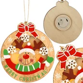 Ozdoby bożonarodzeniowe - Zawieszka świąteczna renifer świecąca ozdoba choinkowa drewniana na baterię - miniaturka - grafika 1
