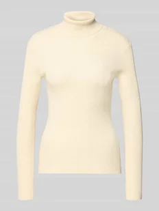 Golf o kroju slim fit z prążkowanej mieszanki wiskozy model ‘MIRA’ - Swetry damskie - miniaturka - grafika 1