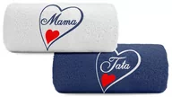 Ręczniki - pat15.net Komplet małych ręczników 50x100 haft Mama i Tata w sercu 1045 - miniaturka - grafika 1