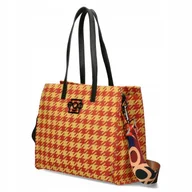 Torebki damskie - Torebka Damska EGO Materiałowa Listonoszka w Pepitkę Na Ramię Dwukolorowa - miniaturka - grafika 1