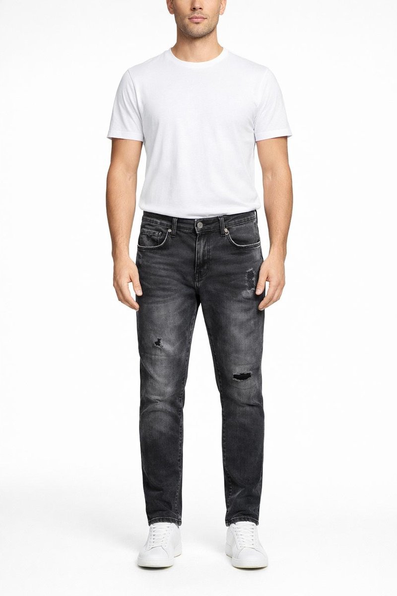 GUESS CZARNE JEANSY MĘSKIE RURKI Z PRZETARCIAMI BAWEŁNA 34/32 GGA