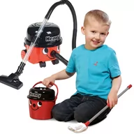 Zabawy w naśladowanie dorosłych - Hetty Zabawkowy odkurzacz z funkcją ssania Wiaderko i mop zabawkowy dla dzieci czerwone urządzenie - miniaturka - grafika 1