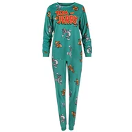 Piżamy damskie - Tom I Jerry Turkusowa Piżama Damska, Dwuczęściowa, Długi Rękaw, Ciepła Piżama - miniaturka - grafika 1