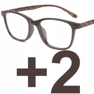 Okulary do czytania kocie damskie brązowe +2 - Okulary korekcyjne, oprawki, szkła - miniaturka - grafika 1