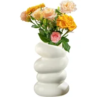 Wazony i flakony - Wazon na kwiaty, plastikowy wazon, mały, nowoczesny wazon, spiralny, dekoracyjny wazon z trawy pampasowej, dekoracja stołu (biały) - miniaturka - grafika 1