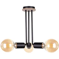 Lampy sufitowe - KET LAMPA sufitowa loftowa OPRAWA sticks metalowa czarna drewno KET1178 - miniaturka - grafika 1