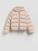 Kurtki i płaszcze dla dziewczynek - Reserved - Pikowana kurtka z kapturem - beżowy - miniaturka - grafika 1