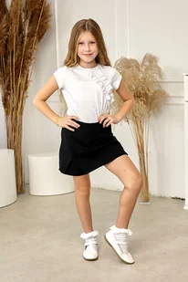 Czarne eleganckie spódnico-szorty dla dziewczynki Valeria - Spodnie i spodenki dla dziewczynek - miniaturka - grafika 1