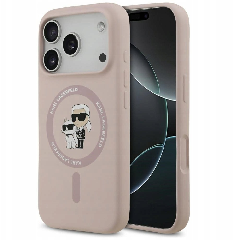 Etui Karl Lagerfeld Silicone Karl&Choupette Ring MagSafe do Apple iPhone 17 Pro różowy
