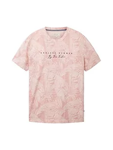 TOM TAILOR T-shirt męski, 31802 - Pink Tonal Big Leaf Design, S - Koszulki męskie - miniaturka - grafika 1