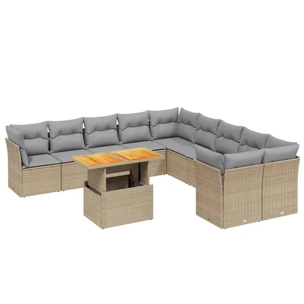 Zestaw mebli ogrodowych modułowych beżowy, rattan PE, 62x62x69 cm, 55x62x