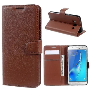 Dla Samsung Galaxy J5 (2016) J510 z regulowanym stojakiem Etui na telefon Litchi Grain Wallet Leather Prote Brown - Etui i futerały do telefonów - miniaturka - grafika 1