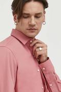 Koszule męskie - HUGO koszula męska kolor różowy slim z kołnierzykiem klasycznym - Hugo - miniaturka - grafika 1
