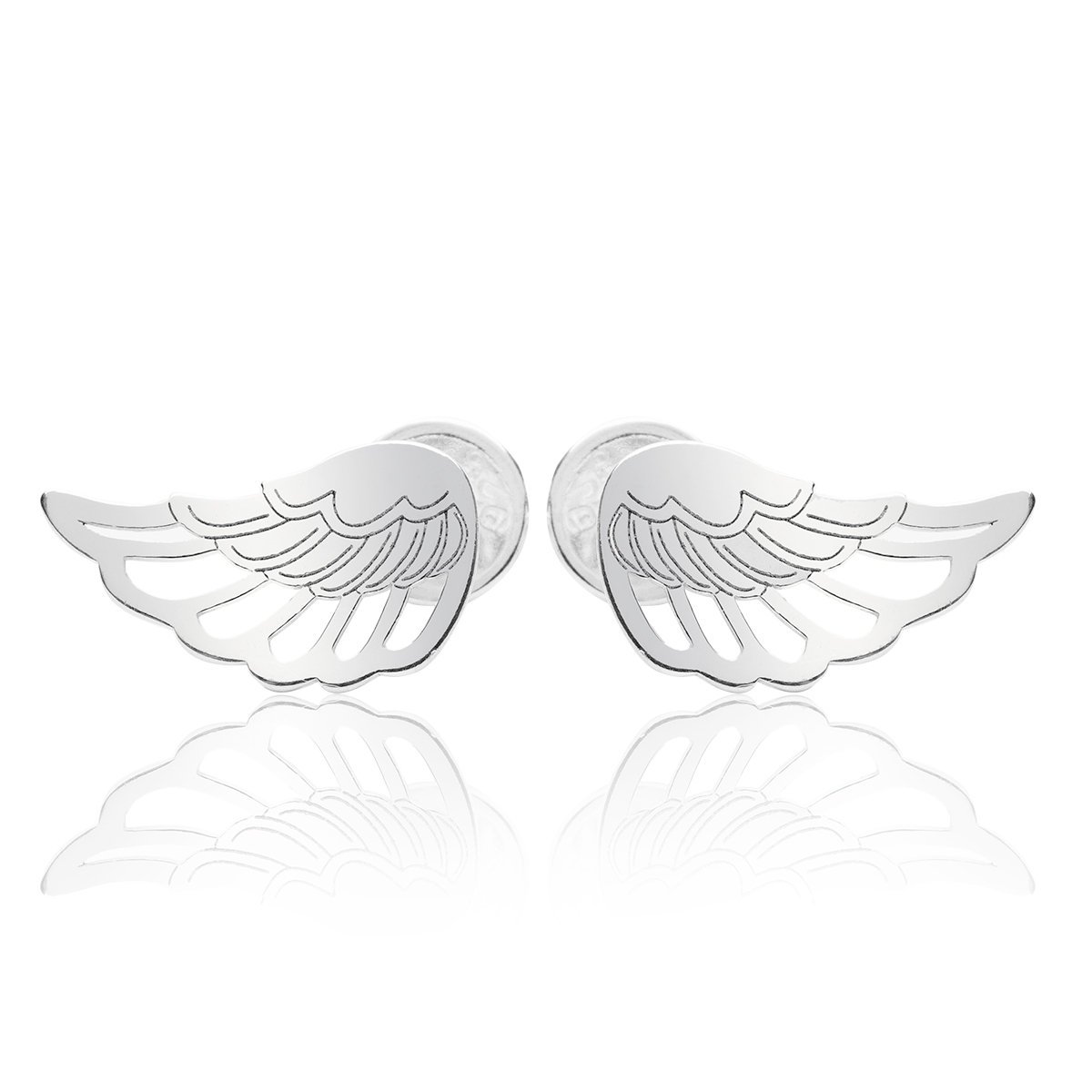 Kolczyki skrzydła sztyft srebrne