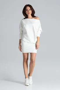 Bawełniana sukienka typu nietoperz | Ecru S/M - Sukienki - miniaturka - grafika 1