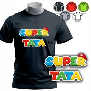 KOSZULKA MĘSKA T-SHIRT - UPOMINEK NA DZIEŃ TATY OJCA SUPER TATA MARIO - XL - Koszulki męskie - miniaturka - grafika 1