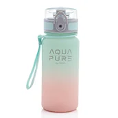 Shakery i bidony sportowe - Bidon Aqua Pure 400ml Astra Miętowo/Różowy - miniaturka - grafika 1