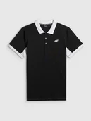 Koszulki męskie - 4F Koszulka polo regular męska - czarna XL - miniaturka - grafika 1