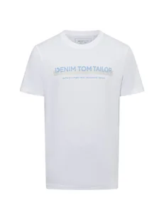 Tom Tailor Denim T-shirt męski Mężczyźni Bawełna biały nadruk, M - Koszulki męskie - miniaturka - grafika 1