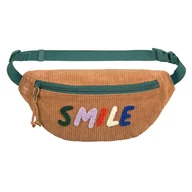 Torebki damskie - LÄSSIG Dziecięca torba na ramię z regulowanym paskiem/mini Bum Bag Cord Smile Caramel, beżowy, Dziecięca torba na brzuch - miniaturka - grafika 1