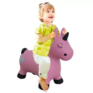 JAMARA Skoczek Jednorożec z pompką, różowy - Skoczki dla dzieci - miniaturka - grafika 1
