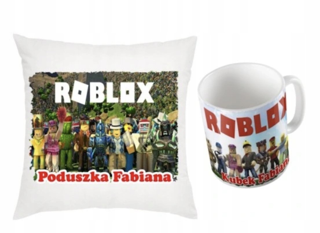 ZESTAW PODUSZKA + KUBEK Prezent ROBLOX GRA MEM MAN FACE + IMIĘ 23