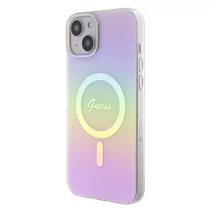 Guess GUHMP15SHITSP iPhone 15 6.1" różowy/pink hardcase IML Iridescent MagSafe - Etui i futerały do telefonów - miniaturka - grafika 2