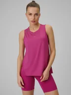 Koszulki sportowe damskie - 4F Top treningowy loose szybkoschnący damski - różowy XS - miniaturka - grafika 1