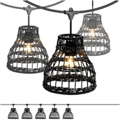Lampy ogrodowe - ZESTAW CRETE Girlanda ogrodowa 5m + kabel 10m + 5x klosz czarny R2 +żarówki - miniaturka - grafika 1