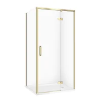 Kabiny prysznicowe - Kabina prysznicowa Cersanit Larga 100x80x195 prostokątna złoty mat transparentne z brodzikiem tako slim biały S601-458 - miniaturka - grafika 1