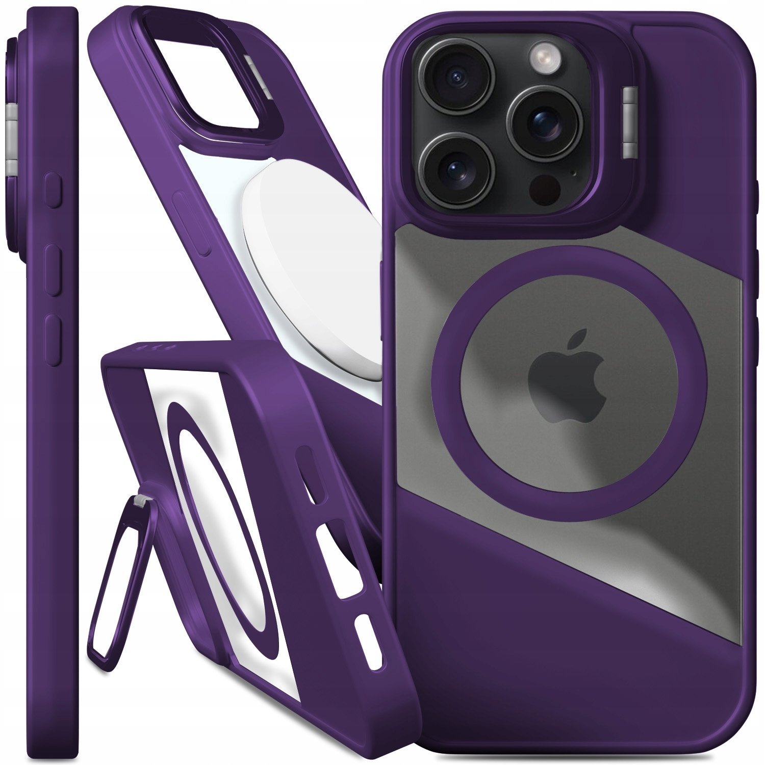 Etui Do Magsafe Do iPhone 14 Pro Fusion, Fioletowe, Clear, Podstawka