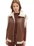 Kamizelki damskie - TOM TAILOR Denim Sherling kamizelka damska, 19714-palona kawa brązowa, XL - miniaturka - grafika 1