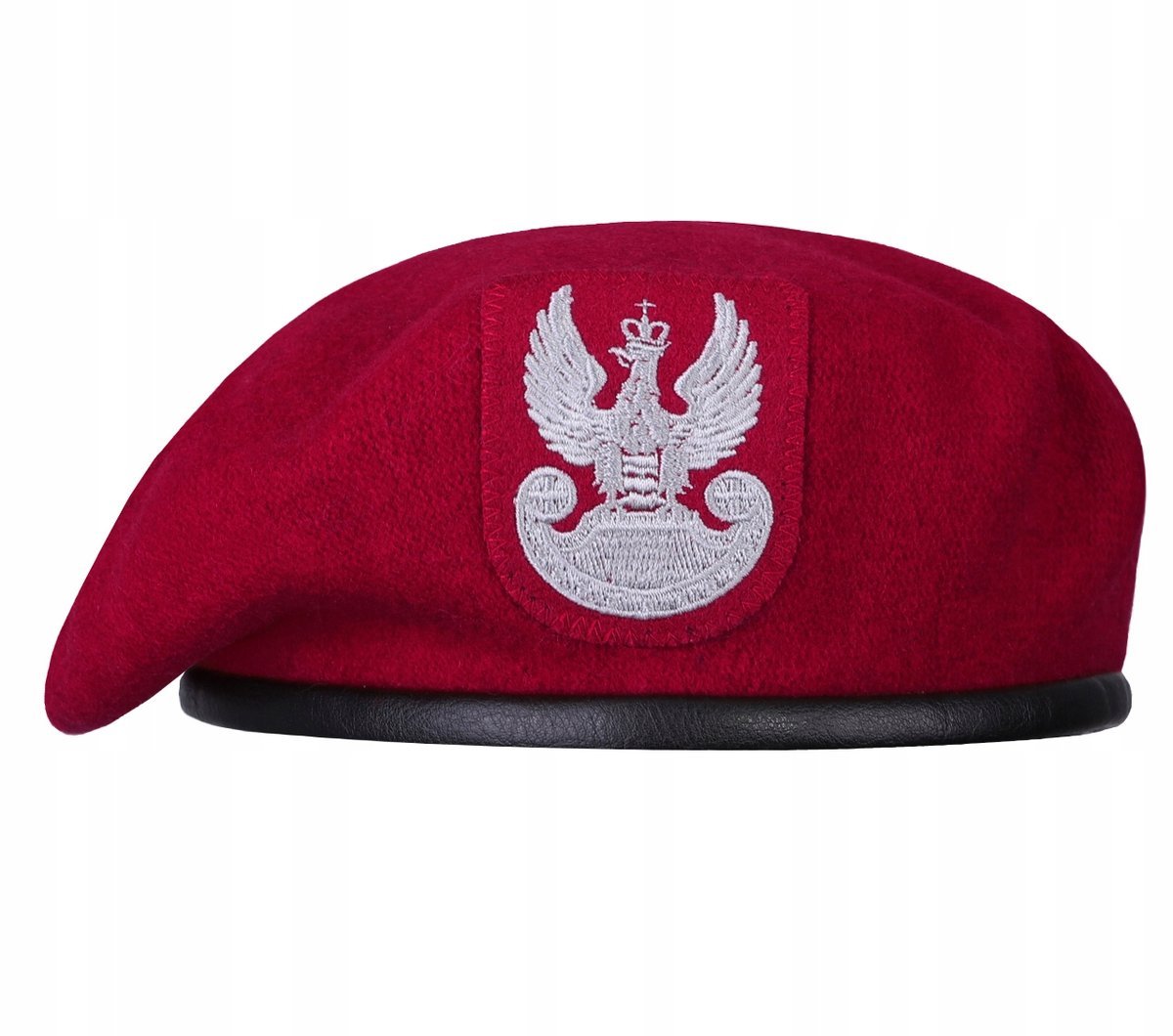 Beret Wojskowy z Orłem Wojska Polskiego WP Polski Wełniany Bordowy 60
