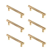 Zawiasy, okucia i inne akcesoria - Uchwyty meblowe radełkowane, uchwyty do szafek kuchennych, uchwyty do szuflad, rozstaw 96 mm, 6 sztuk (złote) - miniaturka - grafika 1