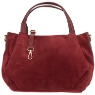 Torebki damskie - Torebka Damska Na Ramię Zamszowa Vera Pelle Bolsa Bordowa - miniaturka - grafika 1